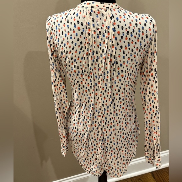 Maeve Multicolor Calia Pleated Blouse Cream, Fall Colors Sz 8 - Picture 3 of 6